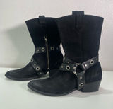 Free People x Faryl Robin Boots Barrel Harness Black Leather Western Biker Wmn 8 Photo 0