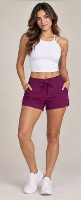 Athleta Hudson Board Shorts Women Size 10 Magenta Berry Stretch Drawstring Photo 0