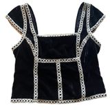 Free People Tyler Velvet Corset Top Black Lace Trim Corset Top Sz Large NWT Photo 0