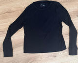 Aerie Ribbed Long Sleeve Top Black Crewneck Slim Fit Shirt‎ XL Womens Photo 0
