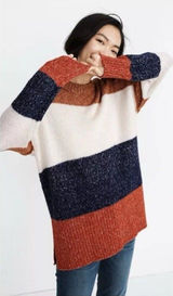 Madewell S Striped Baxter Tunic‎ Sweater Oversized Alpaca Blend Knit Crewneck Photo 0