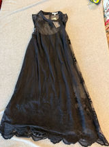 Bleu Ciel Women S Black Sheer Mesh Floral Embroidered Lace Scallop Hem Dress NWT Photo 0