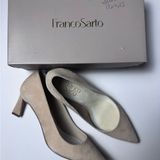 Franco Sarto Toya Suede Pumps Size 7.5, Chiffon Classic Beige Heels, Pointed Toe Photo 0