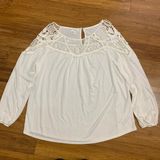maurices Crochet‎ Trim Blouse Womens Size XL White Long Sleeve Top Boho Casual Photo 0