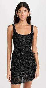 L'AGENCE Beaded Mini Dress Black Scoop Neck Sleeveless Cocktail Size XS‎ / 0 Photo 0