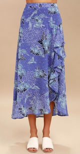 Lulus ✨HP✨Views Periwinkle Blue Floral Print Maxi Skirt✨ Photo 0
