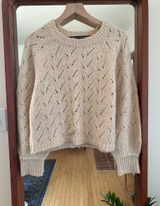 J. Crew Pointelle Crewneck Sweater Heather Cream Tan Size S Photo 0