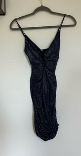 Lucy in the‎ Sky Navy Blue Sparkly Ruched Bodycon Mini Dress Size XS Photo 0