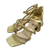 Zigi Soro Sandals Size‎ 6 Gold Open Toe Ankle Strap Dress Heels Sparkly Photo 0