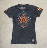 Affliction Motor Spirit American Custom Graphic Shirt Women XL Gray Y2K Skulls Photo 0