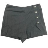Zara Black High-Waisted Twill Snap Metal Buttons Stretch Casual Travel Shorts XS Photo 0