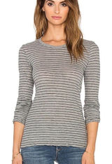 James Perse Bell-Sleeve Striped Tee Heather Grey & Black Size Medium NWT Photo 0