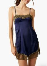 Free People #137- Intimately Aries Rising Lace Mini Slip Dress In Navy NWOT Photo 0