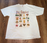 90s Los Angeles T Shirt White Cotton Graphic Tee USA Made Womens L VTG Hollywood Photo 0