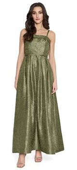 Tahari ASL Women's Sleeveless Ball Gown rich olive hue Size 14 Square‎ Neck Photo 0