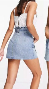 We‎ The Free East of Eden Paper Bag Denim Belted Skirt Photo 0