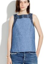 Madewell Blue Textured Design Sleeveless Top Large Photo 0