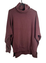 Aerie Oversized Turtleneck Sweatshirt Burgundy Maroon High Low‎ Fleece Large Photo 0