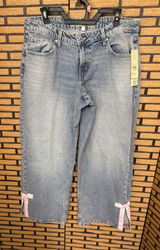 No‎ Boundaries Baggy Wide Leg Pink Bow Jeans Size 12 Photo 0