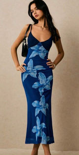 Blue flower dress Size M Photo 0