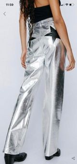 Metallic Star Pocket Faux Leather Pants Photo 0