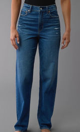 American Eagle super high rise baggy straight jeans 10 Photo 0