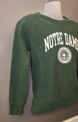 Notre Dame Fighting Irish Sweatshirt Womens Small Green NCAA Crewneck Champion Photo 0