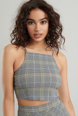 Garage‎ Regina Halter Plaid Cropped Fitted Stretch Retro Inspired Strappy Medium Photo 0