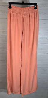 Forever 21 coral long woven tiger lily elastic waist womens pants size M. Lyocell, wide leg with pockets, lightweight Photo 0