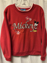 Vintage Disney Brand Women's Red Size M Mickey Embroidered Applique Sweatshirt Photo 0