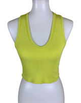 Timing‎ L Neon Ribbed Crop Tank Top Sleeveless Stretch Y2K Streetwear Festival Photo 0