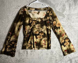 Vintage Y2K Ruched Blouse Boho Fairy Grunge‎ Long Flare Sleeve Indie Sleaze Med Photo 0