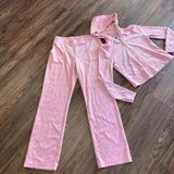 Juicy Couture Logo Embossed Pink Velour Tracksuit with Hoodie Top Small Bottom M Photo 0
