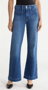 PAIGE Leenah Patch Pocket Wide Leg Jeans Adley Size 24 Photo 0