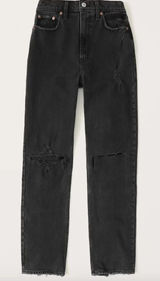 Abercrombie Black 90s Straight Ultra High-Rise Photo 0