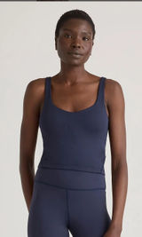 Quince Ultra-Form V-Neck Cropped Tank deep navy small Photo 0
