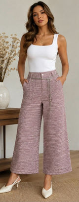 Hunter & Brown Premium Wide-Leg Pants – Size L Mauve Photo 0