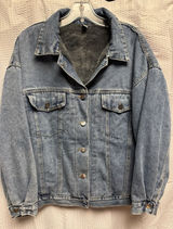 BEI BEI Women's XL Denim Truck Jacket Faux Fur Lining‎ Detach Collar NWOT Photo 0