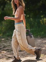 NWOT Free People FP Movement Timko Pants Pacific Sand Beige L Photo 0