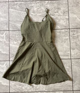 Women Halara NWOT Olive Green Athletic Dress Built-in Shorts Adjustable Strap XS Photo 0