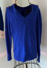 Banana Republic Filpucci Blue Italian V Neck Back Button Sweater S Merino Wool Photo 0