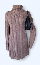 Vintage 90s Lord & Taylor Luxury Cable Knit Turtleneck Sweater Dress size small Photo 0