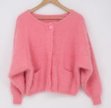 Unbranded Cardigan Womens M Fuzzy Knit Pink Raglan Sleeve Pockets Excellent Photo 0