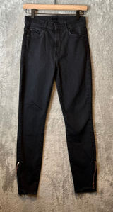 Mother The Stunner Double Zip Ankle Step Fray‎ Jeans in Not Guilty Black Sz 27 Photo 0