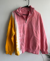 Levis Womens Pink Yellow Tie Dye Quarter Zip Sweatshirt Embroidered Logo Medium Photo 0