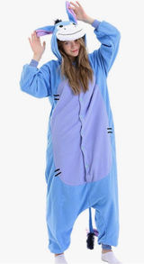 Blue Eeyore-Style Womens Fleece Onesie Pajamas ,costume fo Holloween Photo 0