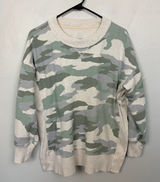 Aerie Camo Crewneck Sweatshirt Drop Shoulder Side‎ Slit Casual Size Small Photo 0