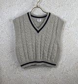Sunday Best by Aritzia Gray Merino Wool Cable-Knit Sweater Vest - Size - Small Photo 0