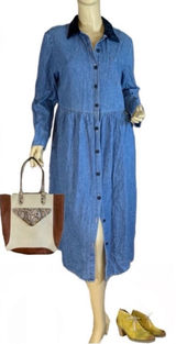 Vintage 1990'S You Babes Denim Cotton Baby Doll Dress W/ Velour Collar (18) Photo 0