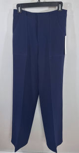 AQUA Womens Navy Blue High Waisted Patch Pocket Straight Leg Trousers Small NEW Photo 0